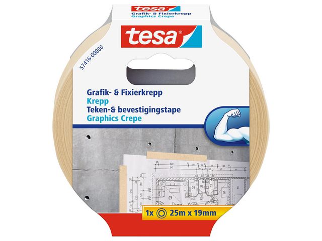 Afplaktape tesa 19mmx25m (crepe)