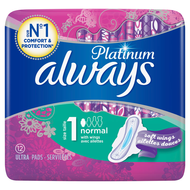 Always Platinum Normal (maat 1) Maandverband Vleugels x 12