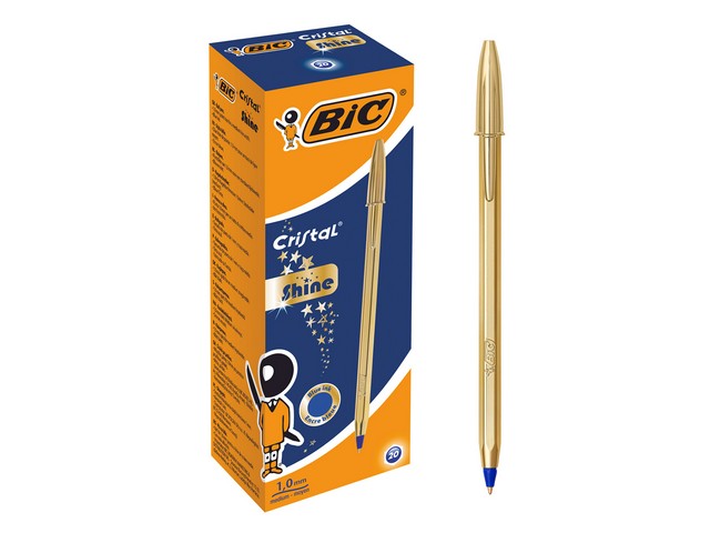 Balpen BIC Cristal Shine blauw/ds20