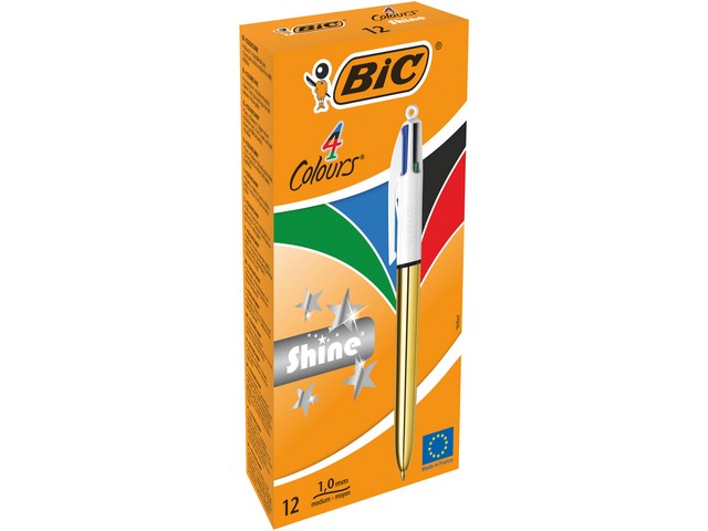 Balpen BIC Shine 4 kleuren M/ds12