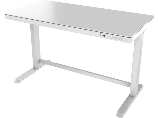 Bureau 120x60cm, Wit glas, Wit