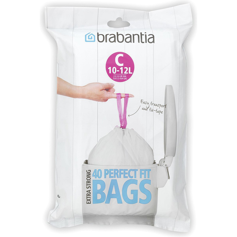 Dispenser pack Afvalzakken 10-12 liter met trekbandsluiting (C), Brabantia