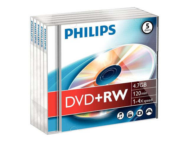 DVD+RW Philips 4,7GB JC/pk5