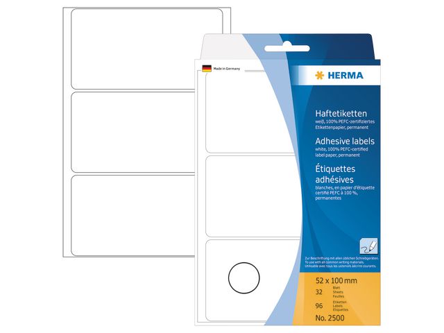 Etiket 52x100 wit/pk 96