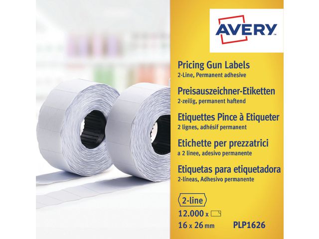 Etiket Avery 2-regels 26x16 wit/pk 10