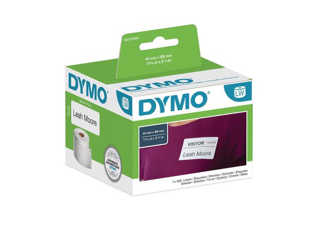 Etiket Dymo LW 89x41 naambadge wit/rl300