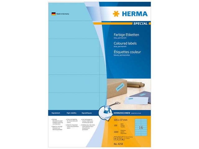 Etiket Herma ILC 105x37 blauw/pk 1600