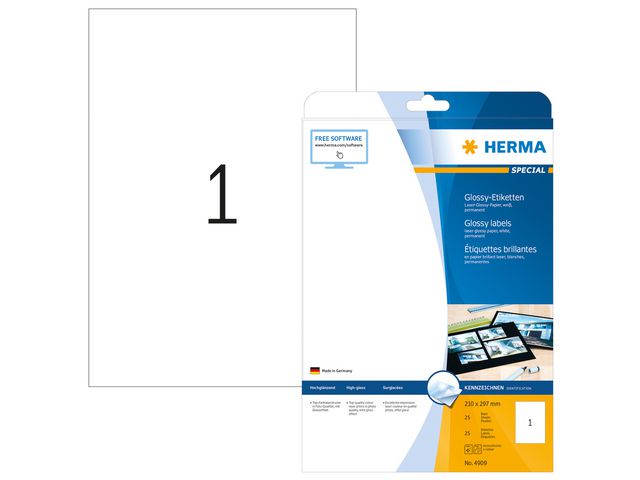 Etiket Herma LC 210x297 glossy wit/pk 25