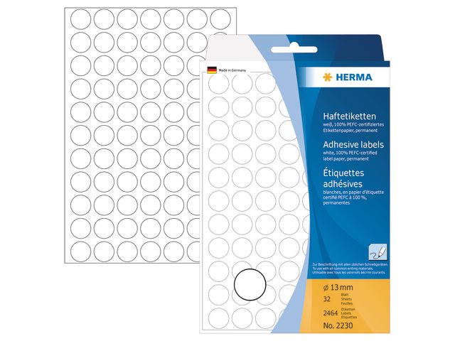 Etiket Herma rond 13mm wit/ds 2464