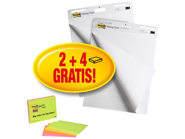 Flipoverpapier Post-it blanc+notes/ds2+4