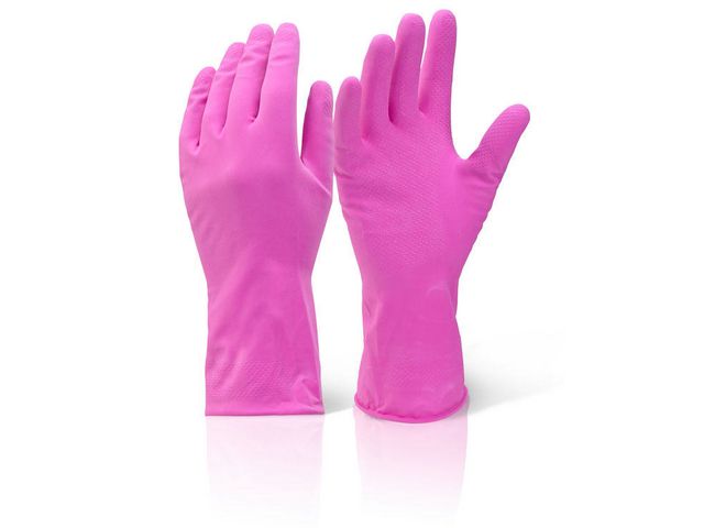 Huishoudhandschoen roze S/ds10