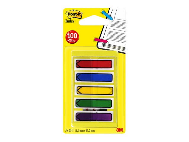 Index Post-It pijlen rd/bl/gl/gr/pr/5x20