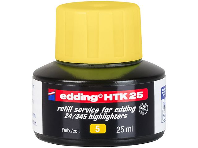 Inkt Edding tekstm HTK-25 geel 25ml