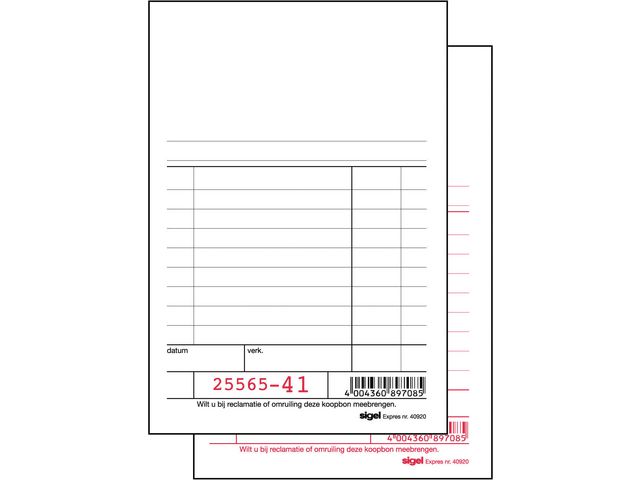 Kassablok Sigel 150x110 duplo 2x50b/wr10