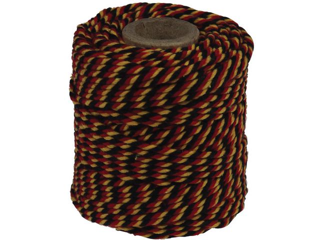 Katoentouw zwart-rood-geel 50g 35m/pk10