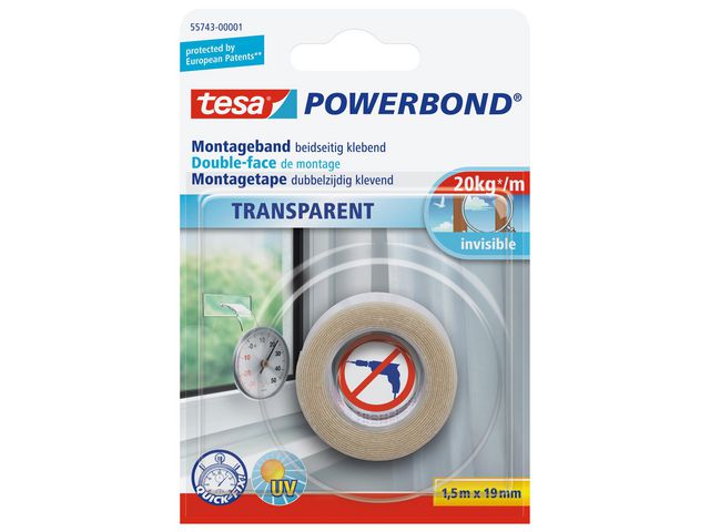 Klussentape Powerbond 19mmx1,5m transp.