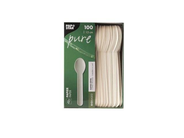 Koffielepel papier pure 13cm wit/pk100