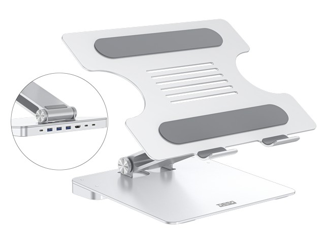 Laptopstandaard Desq aluminium + docking