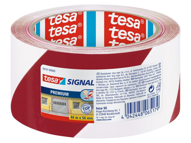 Markeringstape tesa PVC 50mmx66m rood/wt