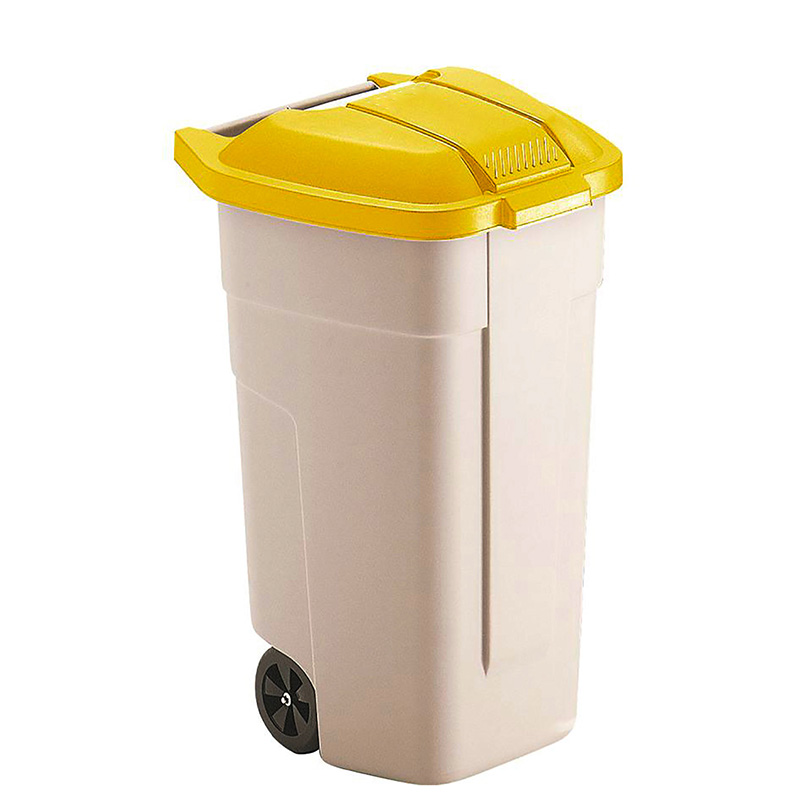 Mobiele container 110 ltr, gele deksel