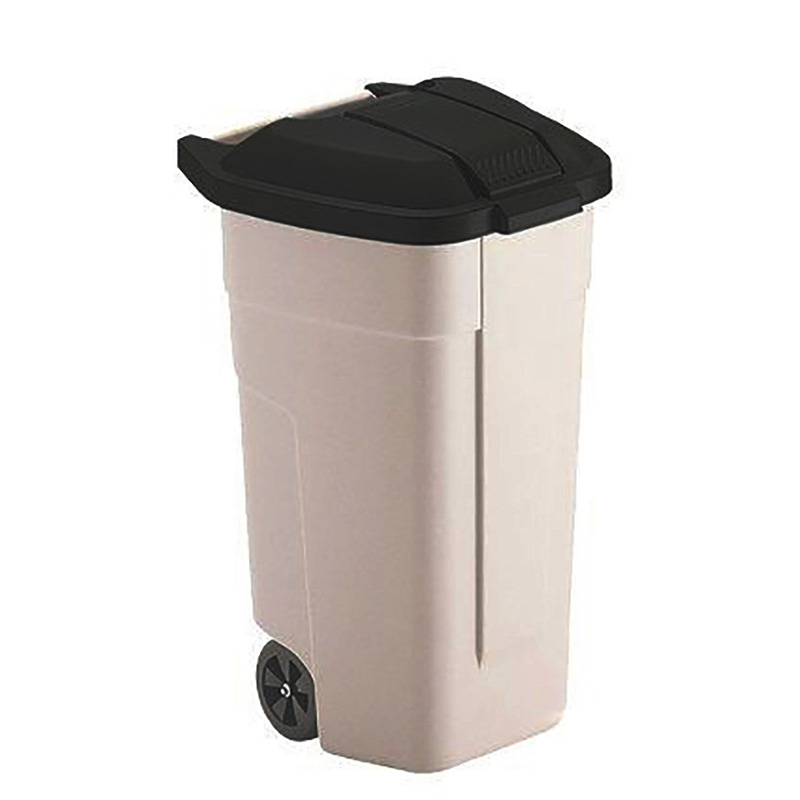 Mobiele container 110 ltr, zwarte deksel