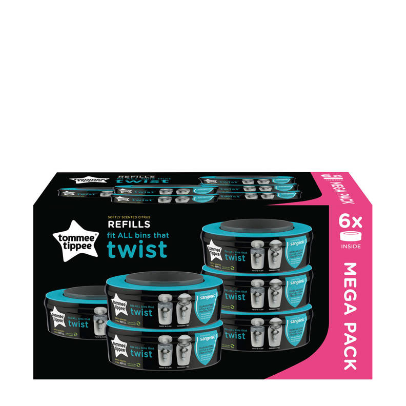 Navulcassettes voor Tommee Tippee Sangenic Twist & Click Luieremmer 1x6 stuks