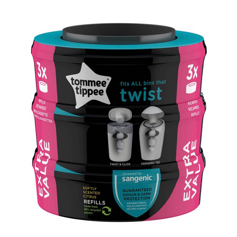 Navulcassettes voor Tommee Tippee Sangenic Twist & Click Luieremmer 1x3 stuks