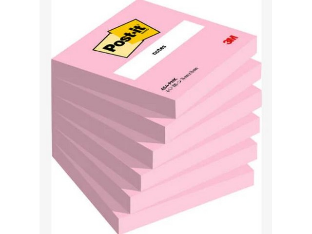 Notitieblok 76x76 roze/pk6