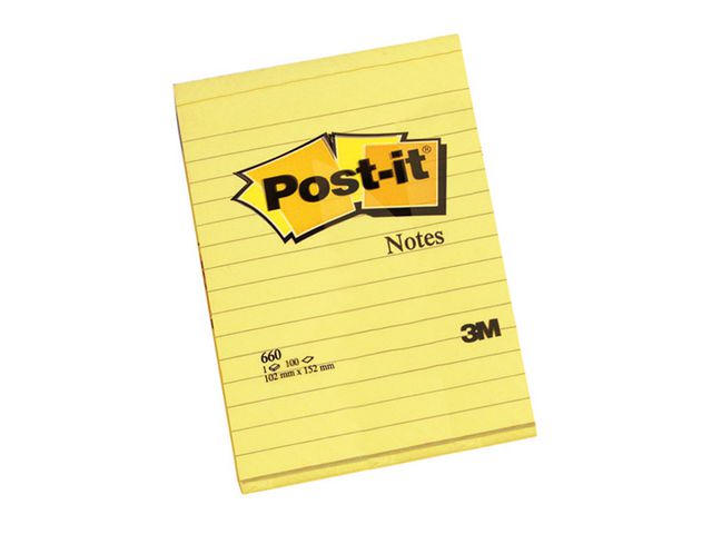 Notitieblok Post-It 105x152 lijn gl/pk 6