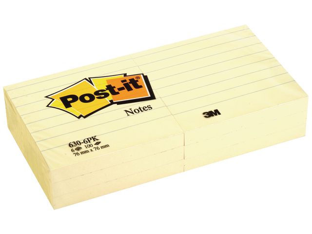 Notitieblok Post-It 76x 76mm lijn gl/pk6