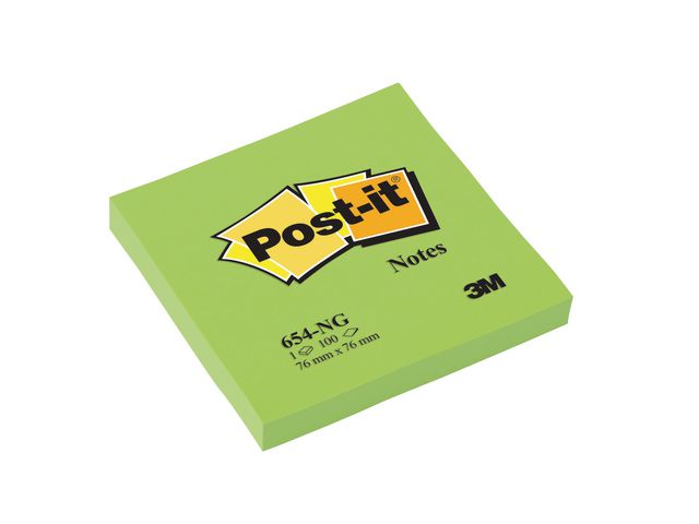 Notitieblok Post-It 76x 76mm neon gr/pk6