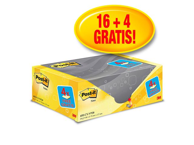 Notitieblok Post-It 76x127 kan.geel/pk20