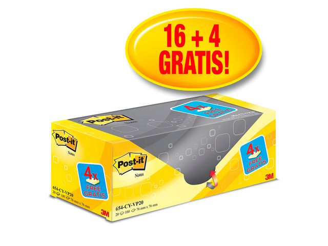 Notitieblok Post-It 76x76 kan.geel/pk 20