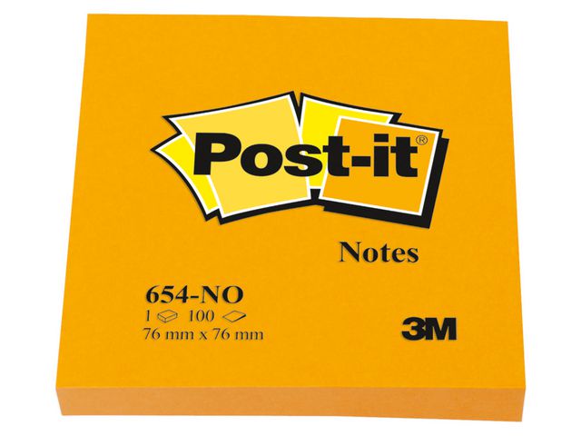 Notitieblok Post-It 76x76mm neon or/pk 6