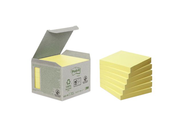 Notitieblok Post-it rec 76x76mm geel/pk6