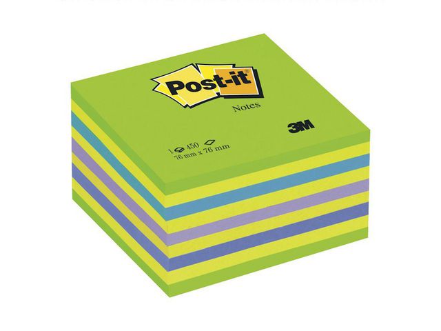 Notitieblok Postit 76x76 neonkleuren/450