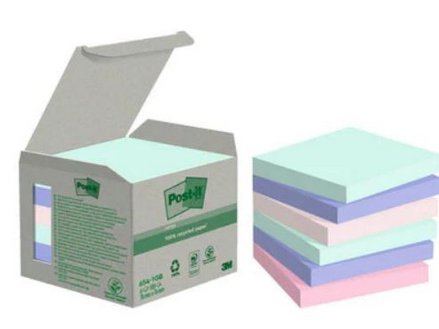 Notitieblok Recycled 76x76mm pastel/pk6