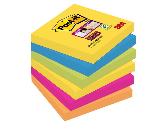 Notitieblok Super Sticky 76x76 neon/pk6