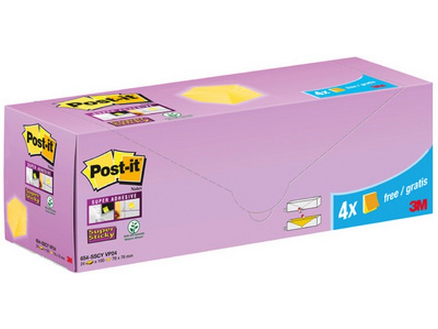 Notitieblok SuperSt 76x127 geel/pk24