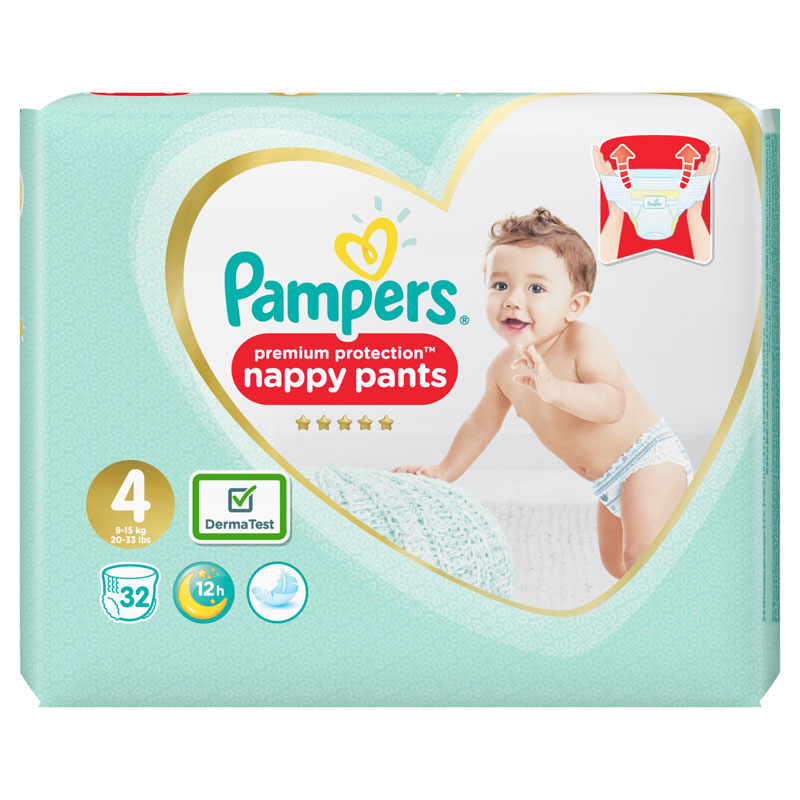 Pampers Premium Protection Pants S4, 32 Luierbroekjes, Zacht