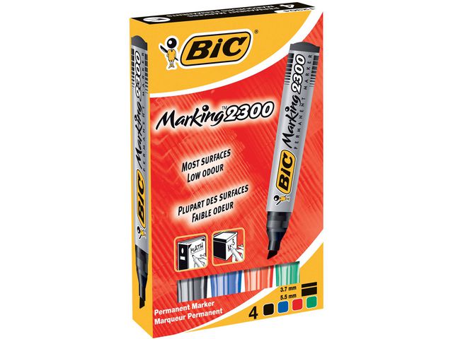 Permanant marker BIC 2300 assorti/etui 4