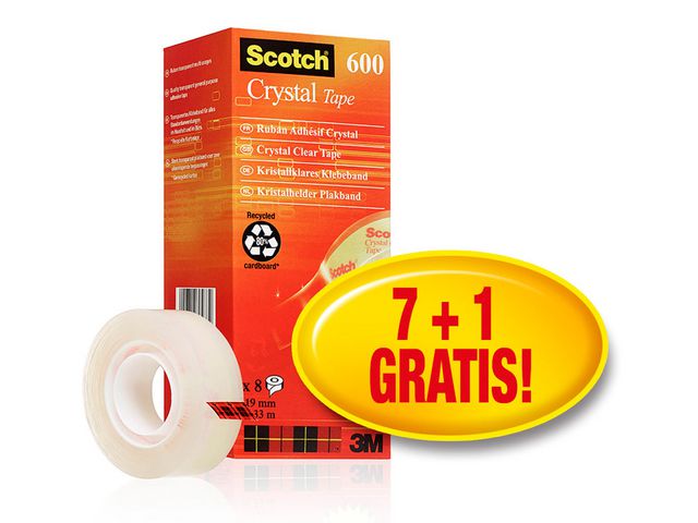 Plakband CrystalClear600 19mmx33m tr/pk8