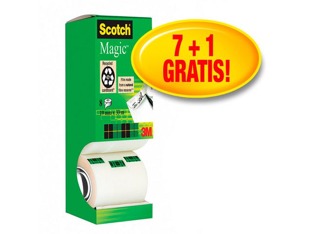 Plakband magic Scotch 19mmx33m/pk8rl