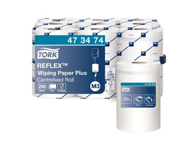 Poetsdoekrol Tork M3 2L mini 67m wit/pk9