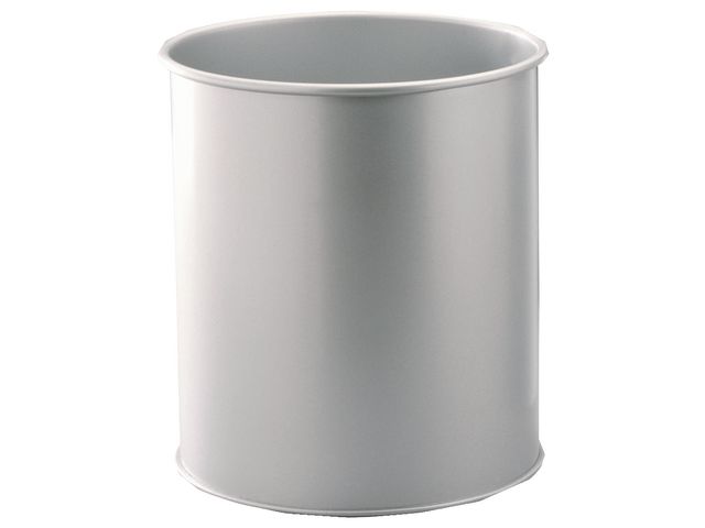 Prullenbak rond recht zilvermetallic 15l