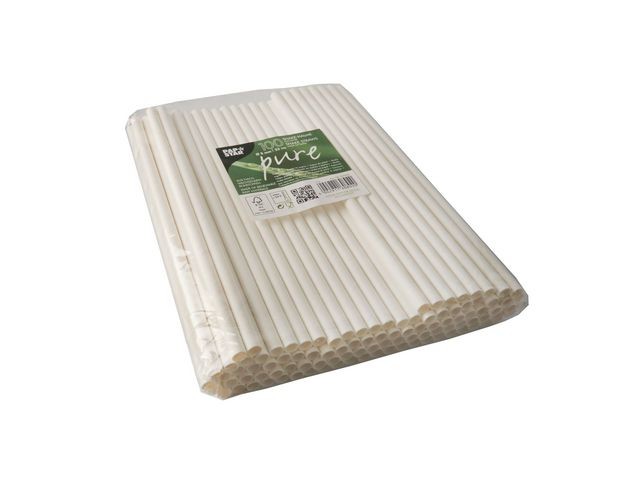 Rietjes papier shake pure 25cm wt/ds1200