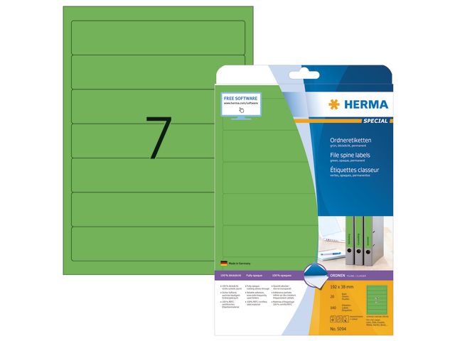 Rugetiket Herma ILC 192x38 groen/pk 140