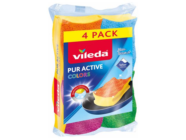 Schuurspons Vileda Color/pk 4