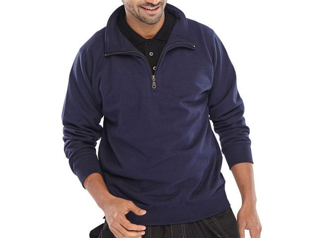 Sweatshirt zip navy blauw L