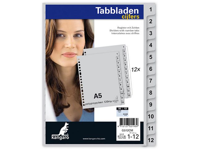 Tabblad KTC A5 17R PP 1-12 grijs/set12